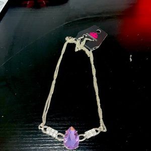 Purple and silver necklace and earrings